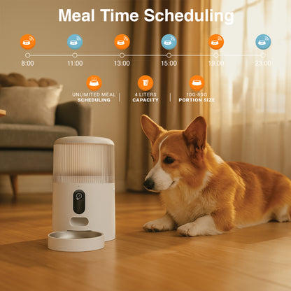 Purechew Sight Double Automatic Pet Feeder HD Camera Feeder with Double Bowls for Cats and Dogs